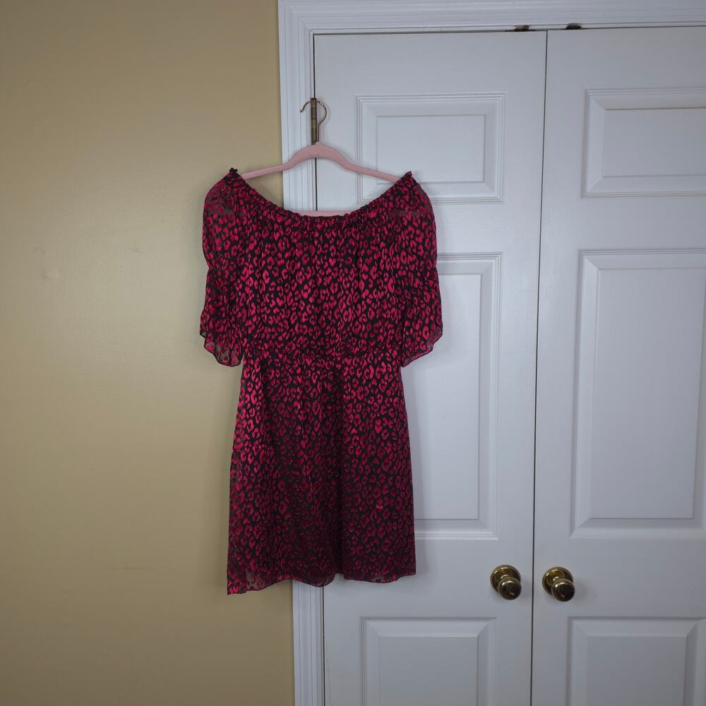 Saint Laurent Red Black Velvet Poppy Floral Silk 3/4 Sleeve Mini Dress Size 40/8